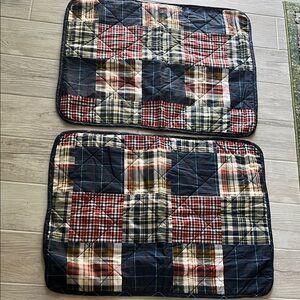 2 EddieBauer Madrona plaid patchwork quilted reversible standard pillowshams NEW